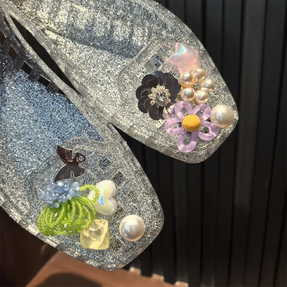 New Bead Flower Crystal Shoe Charms Set Sequin Decorations Detachable Shoes Buckle Pearl Bow Shoes Decorations Set DIY