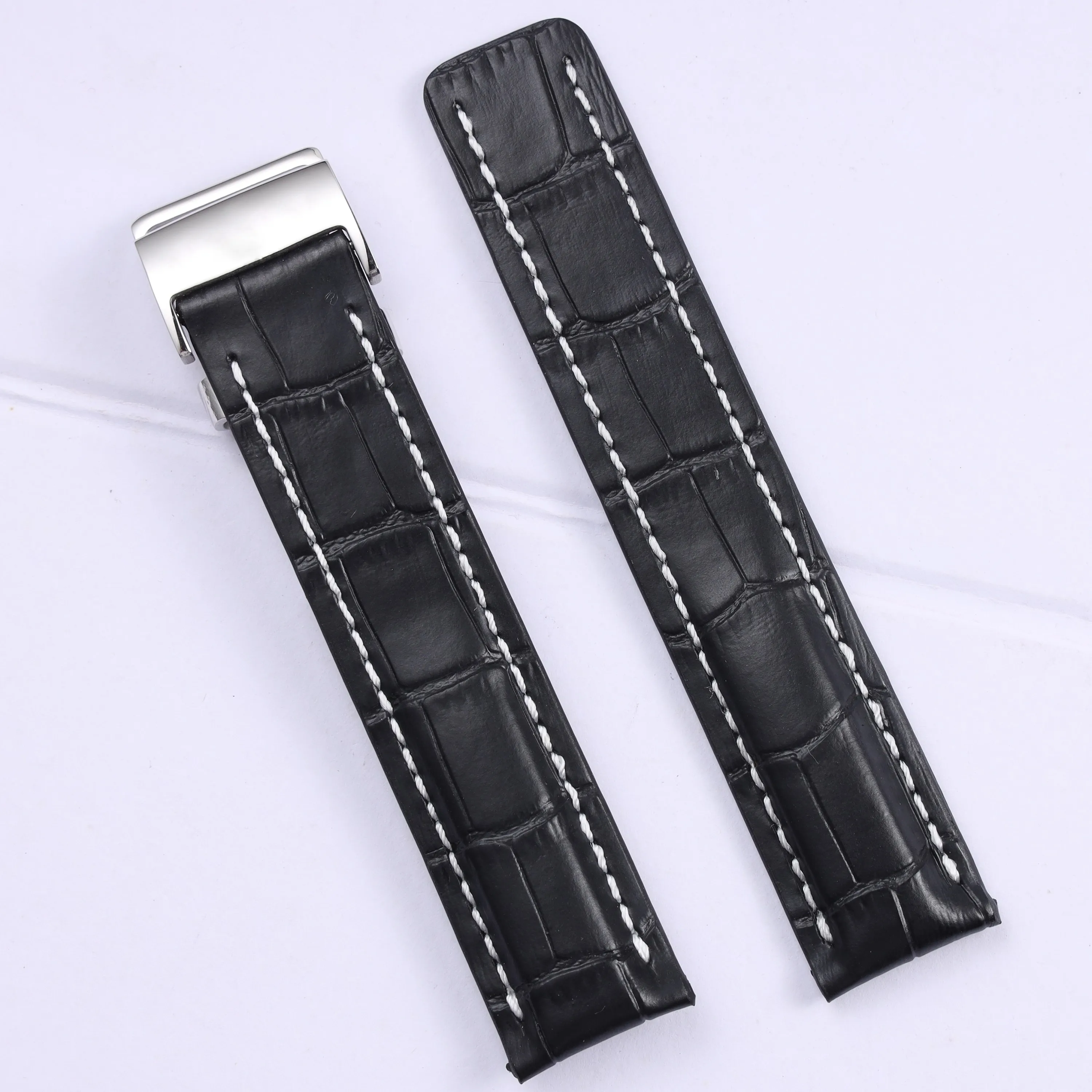 20mm 22mm 24mm black blue brown genuine leather watchband for Breitling Super Ocean Avenger watch strap wrist bracelet Men Women