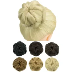 Soowee Synthetic Hair Dancer Braided Chignon Hair Cover Donut Hairpieces Scrunchie Hair Bun Wig Updo on Wedding Party