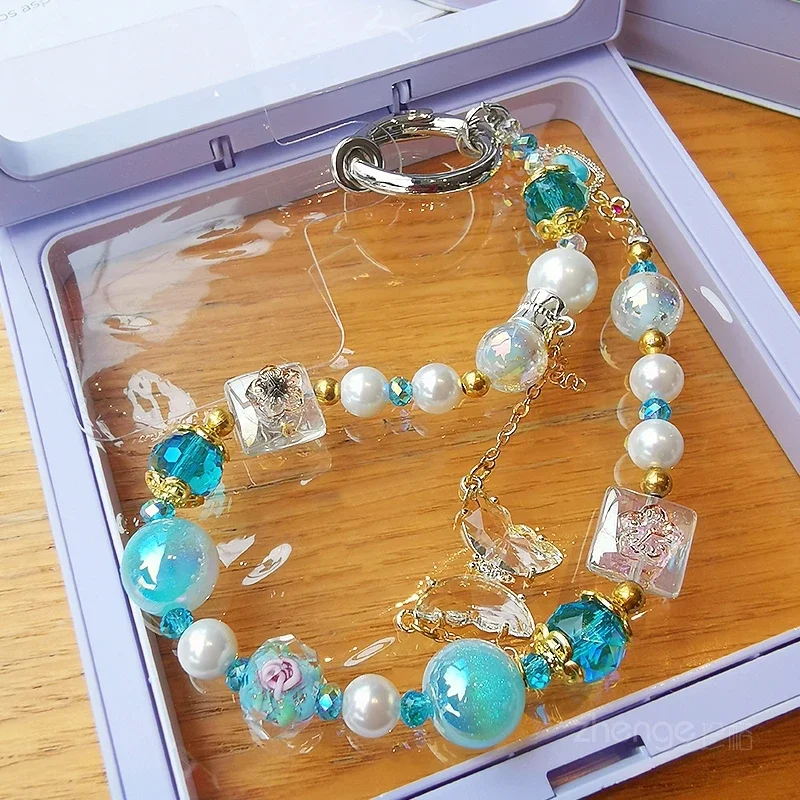 Crystal Butterfly Beaded Mobile Phone Chain Clip Mobile Phone Case Universal Handmade Beaded Chain Mobile Phone Lanyard Short