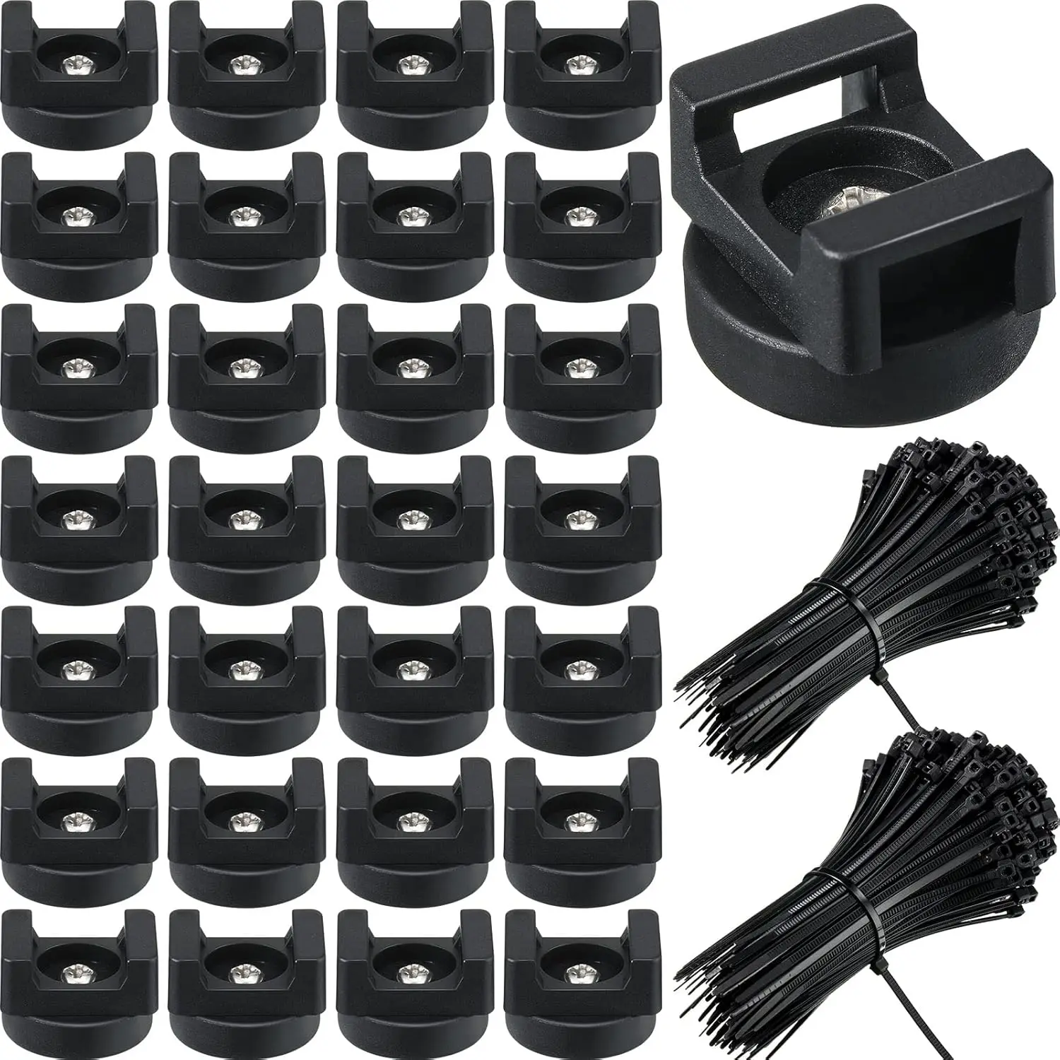 

250 Pieces Magnetic Zip Tie Mount Multipurpose Cable Holder Magnets Magnetic Wire Management Bases with Heavy Duty Zip,