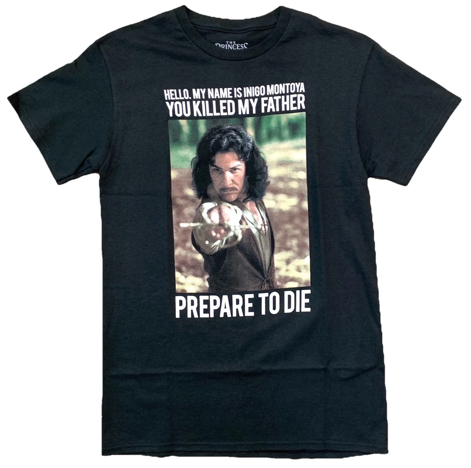Camiseta divertida The Princess Bride Inigo Montoya Prepare To Die, talla pequeña, color negro