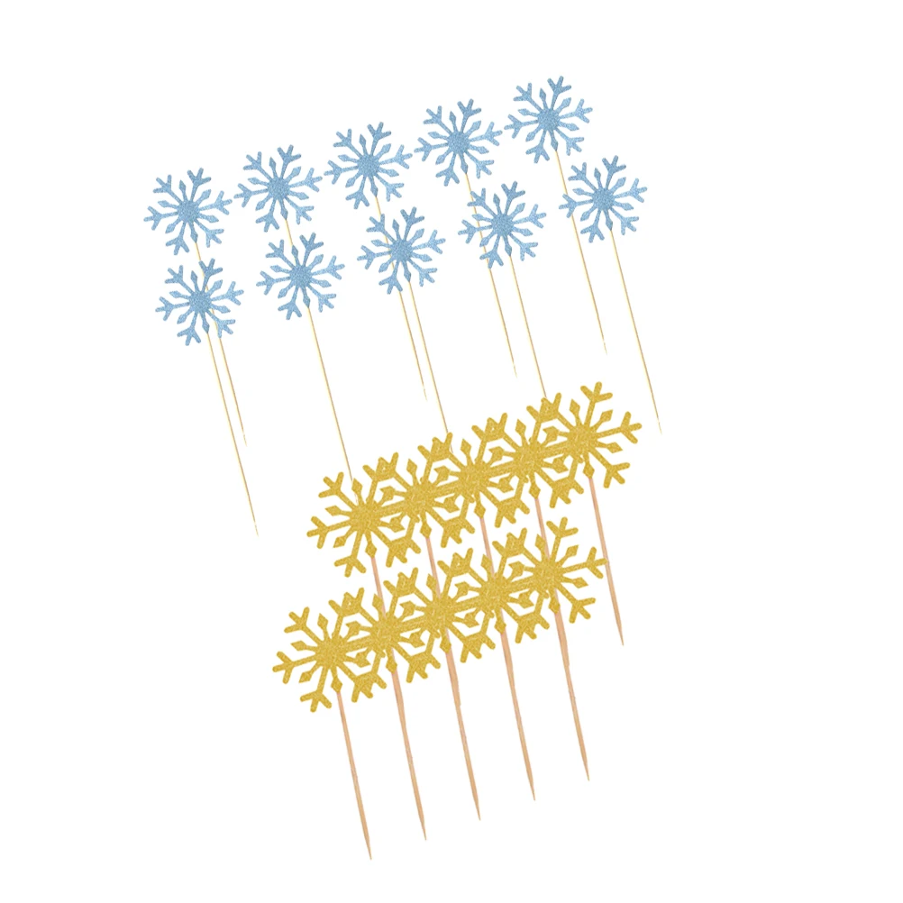 

20pcs Cake Decorations Snowflake Shaped Toppers Party Dessert Cards Cupcake Picks Birthday Christmas Safe Paper