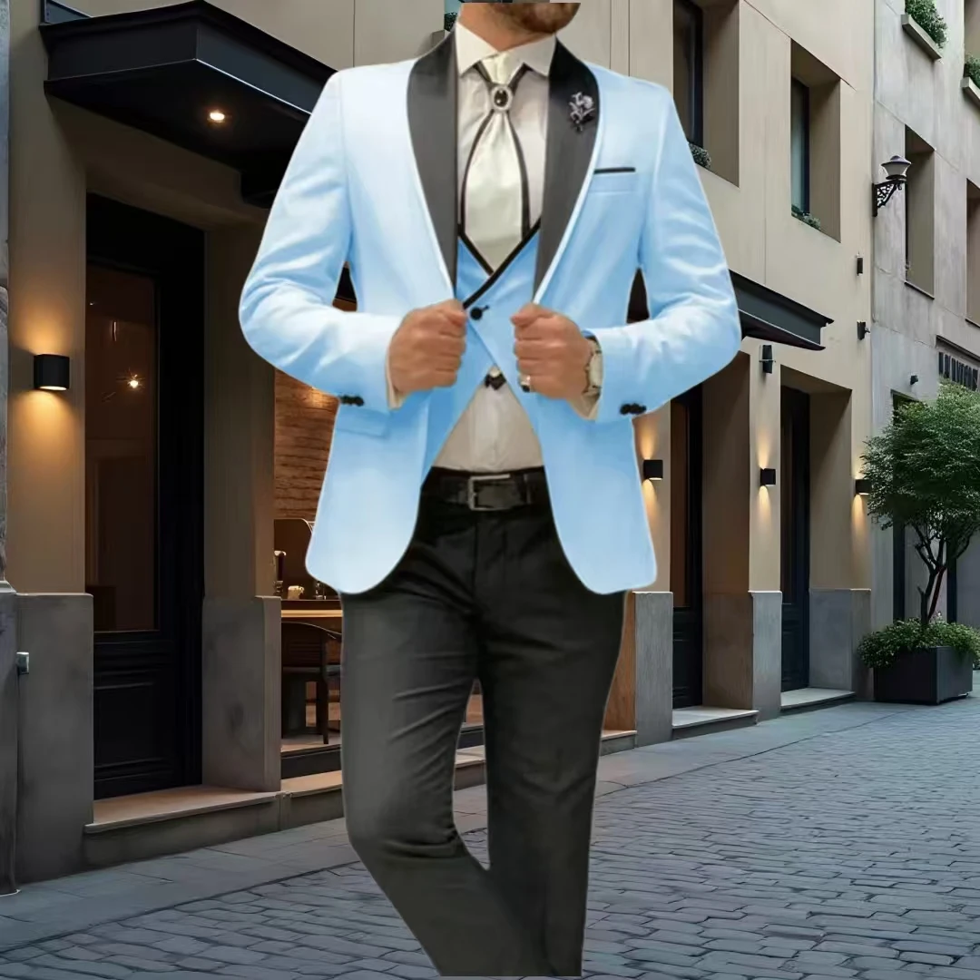 

Classic Groom Wedding Suits for Men Formal Long Sleeve Wedding Party Luxury Fashion Tuxedo Newest Groomsmen