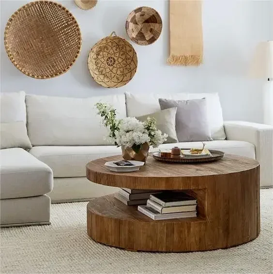 Modern Cheap Smart Marble Tea Desk With Metal South American Walnut Living Room Round Wood Coffee Table