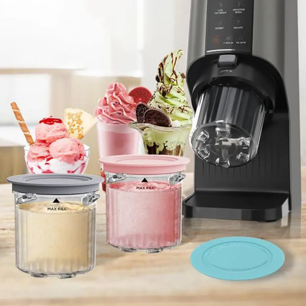 Ninja Creami Deluxe Family Size NC100/NC200 4 Pack 16oz Pints Dishwasher Safe BPA-Free Leak Proof Assorted Colors Ice Cream Cup
