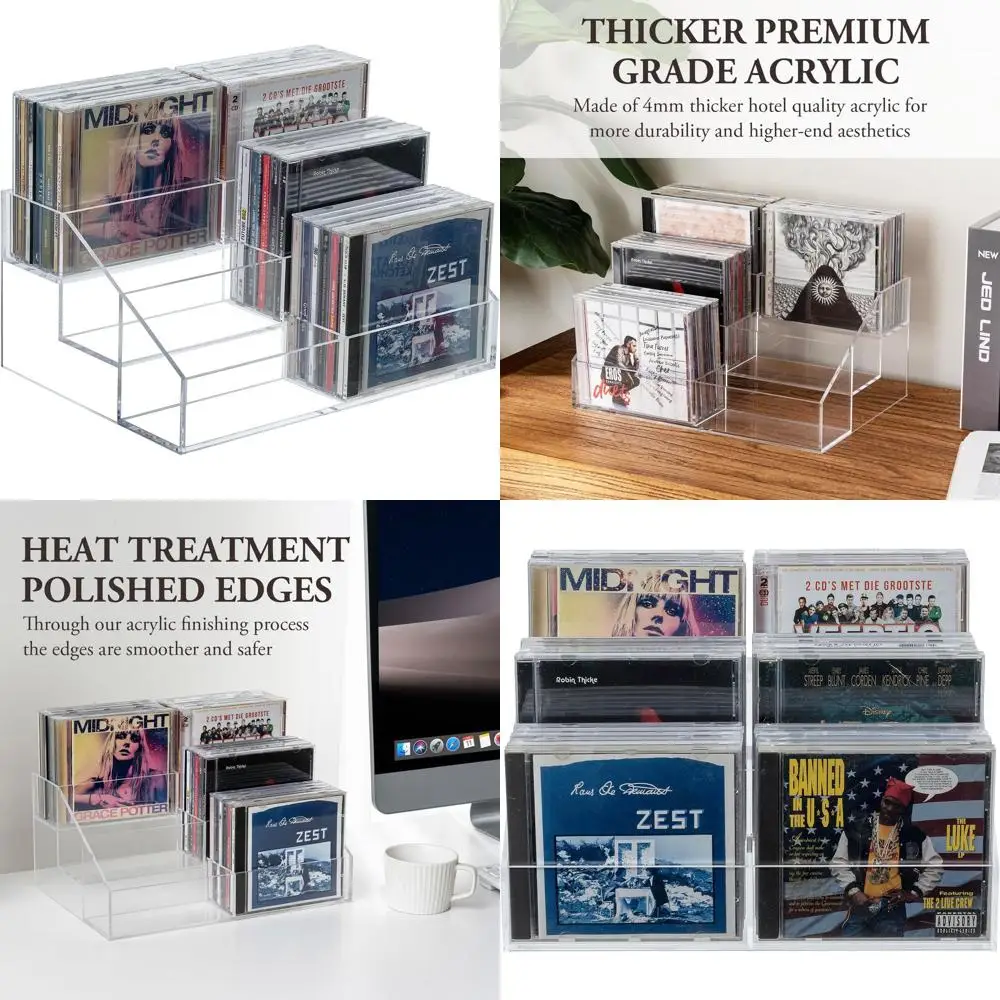 

Премиум-подставка для CD-дисков из акрила, 3-ярусная, каскадная, органайзер для 36 дисков