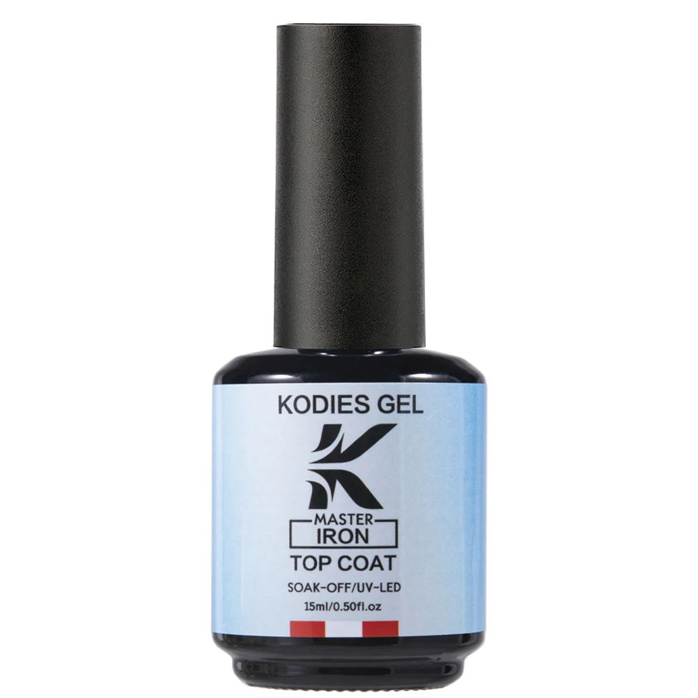 KODIES GEL Iron Top Coat Gel Nail Polish 15ml UV Semi Permanent Super Shine Top Base Gel Varnish Finish Sealer Art