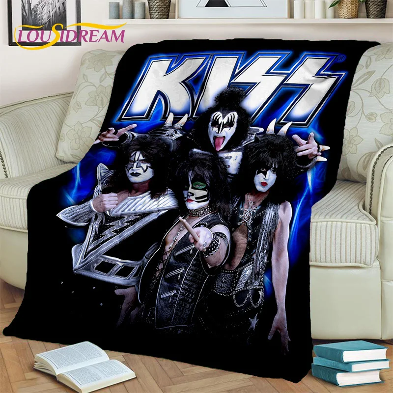 Retro KISS Rock Band Blanket,Soft Throw Blanket for Home Bedroom Living Room Bed Sofa Picnic Office Hiking Leisure Nap Cover