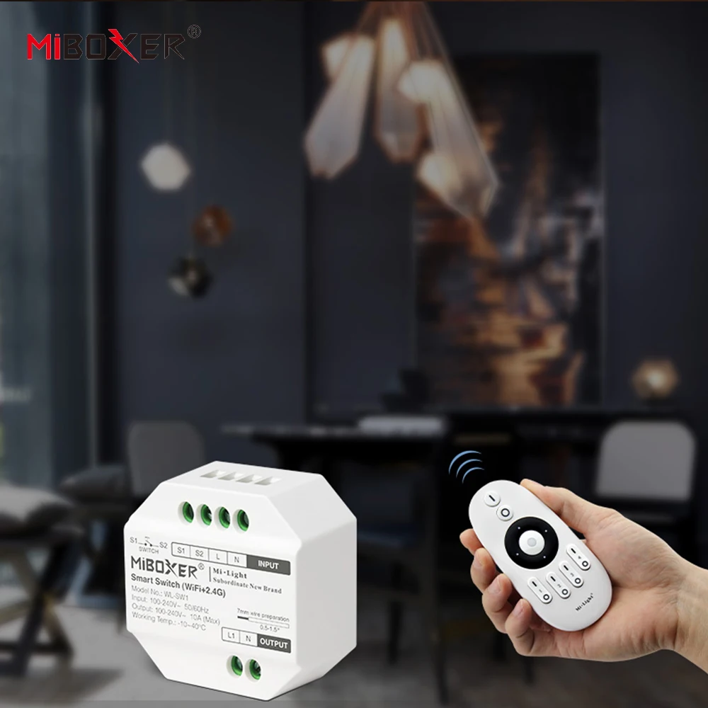 MiBoxer LED Controller Wifi+2.4G Smart Switch RF Push Dimmer WL-SW1 100-240V App/Voice/Tuya/Remote Control Child lock WLSW1