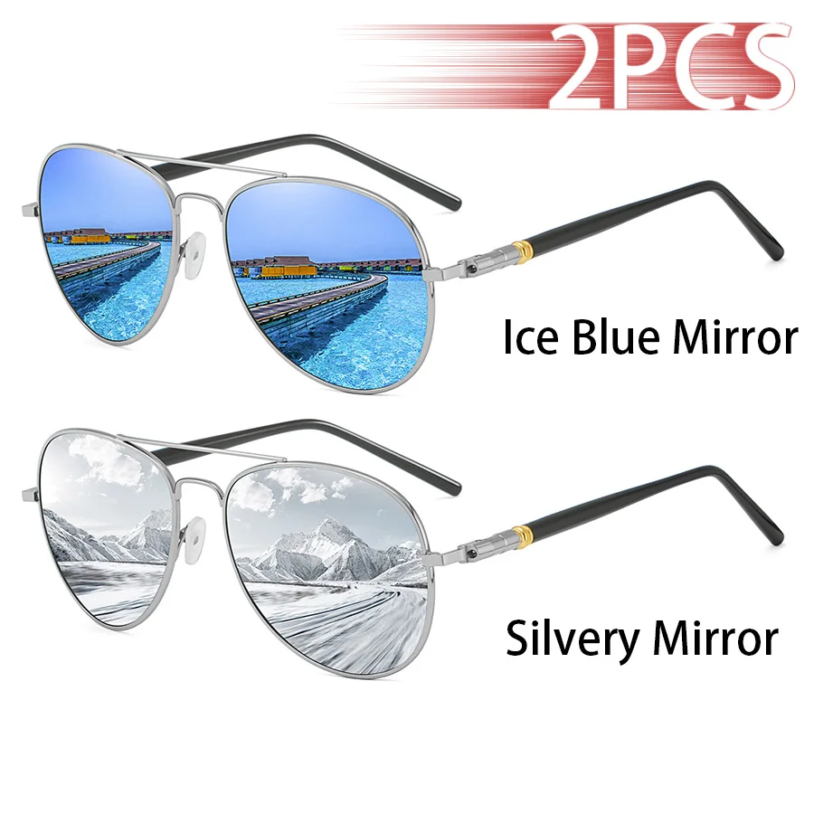 2 Stück Modische Vintage Piloten-Sonnenbrille mit Metallrahmen für Männer und Frauen, Angeln und Autofahren, Luxusmarken-Designer-Sonnenbrille – Detail 10
