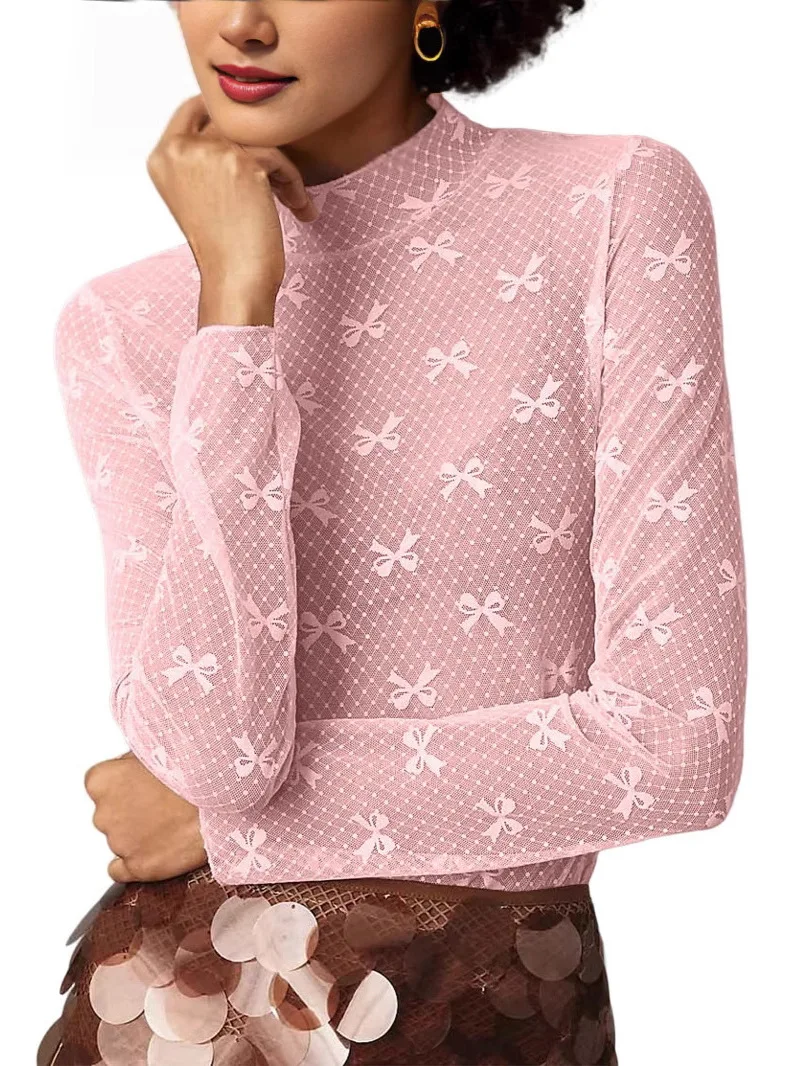 Lace Slim Fit Sexy Girl Me Long Sve Top Women's Me Long Sve T-irt High Waist Long Pants Skirt Pants Chinese Origin