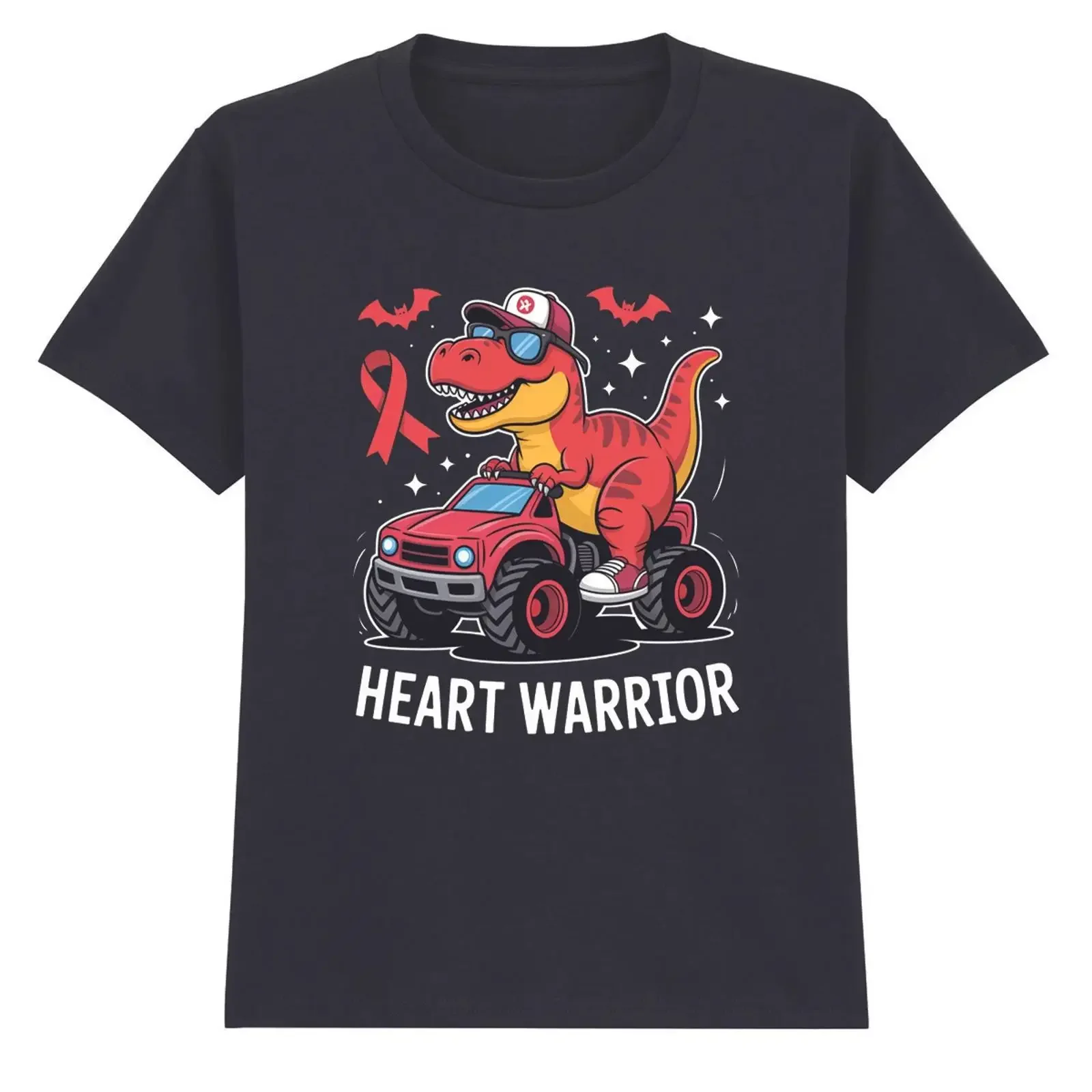 Herz Krieger Jungen T Shirt Dino Monstertruck Geschenk für Sohn vintage Washed Casual Top For Everyday Wear streetwear Soft