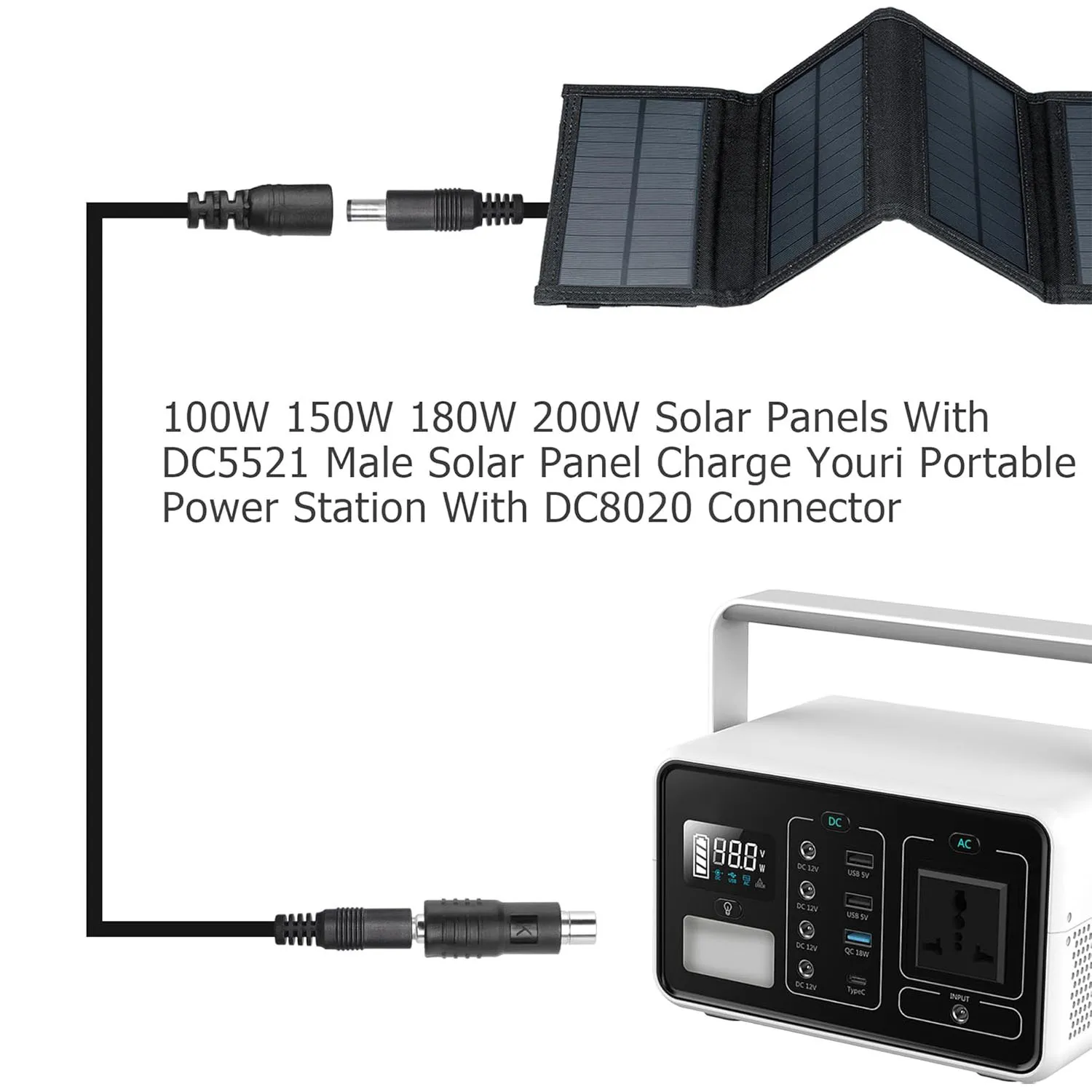 5x DC 8mm Auf 7,9x0,9 Mm Stecker-Adapter – Für Solarpanel, Powerstation & Co. – Plug & Play, 100W