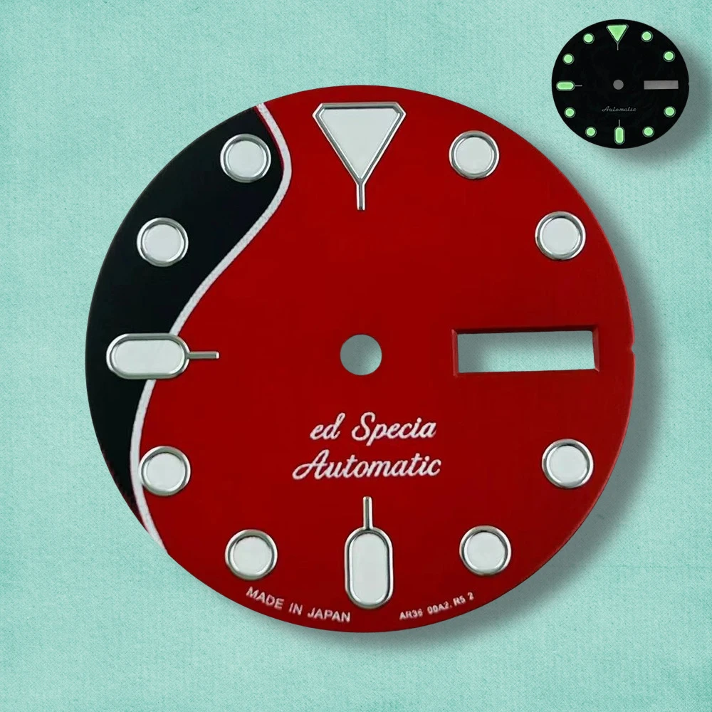 28.5mm S Logo SKX007 Camouflag Dial Fit NH36/4R36 Movement Green Luminous High-Quality Watch Modification Accessories