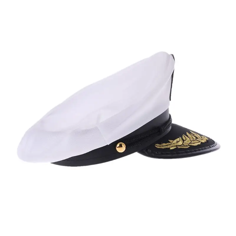 Q0KE White Adult Yacht Boat Captain Navy Cap Cosplay Dress Hat
