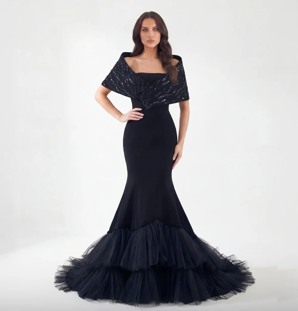 

Customized Elegant Formal Evening Dress High Quality Mermaid Pleat Floor-length Bespoke Occasion Party Wedding Glitter