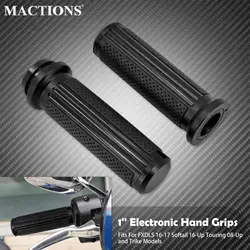 Motorcycle 1'' 25mm Electronic Throttle Handle Bar Hand Grips CNC For Harley Touring Road Street Electra Glide Softail Fat Boy