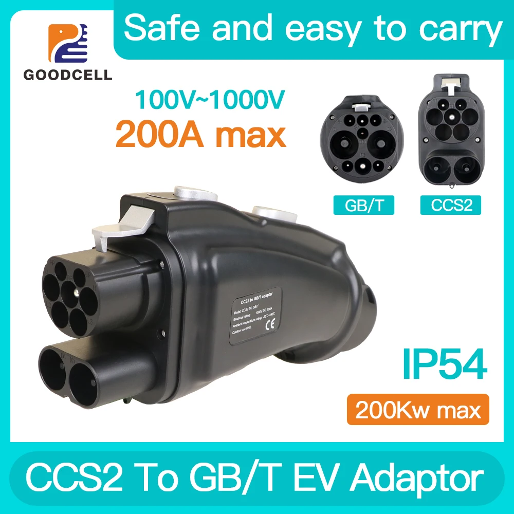 

200A Max CCS2 to gb/t Car Charging 200KW DC Adapter 150V~1000V CCS Combo 2 To GBT EV Charger Adapter For Electric Vehicles