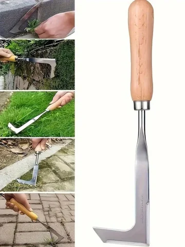 Stainless steel gap weeding tool, L-shaped multi-purpose garden hand tool, used for clearing weeds in yards, terraces, and lanes