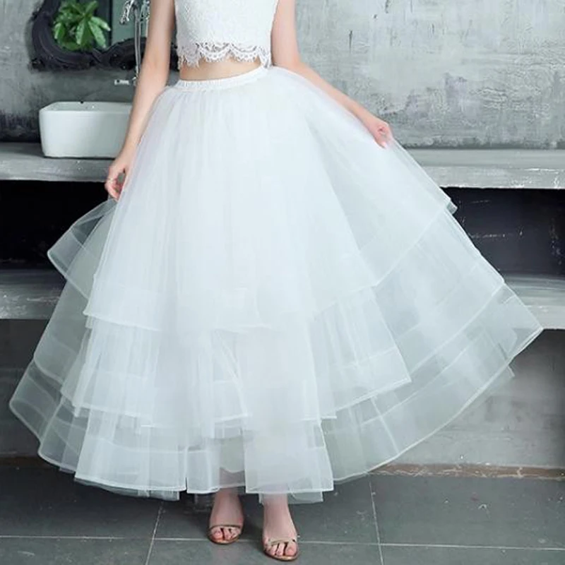 White Birthday Dress Cascading Ruffles Tulle Skirts Pink Elastic Waist Tiered Party Prom Dresses Vintage Daily Summer Skirts