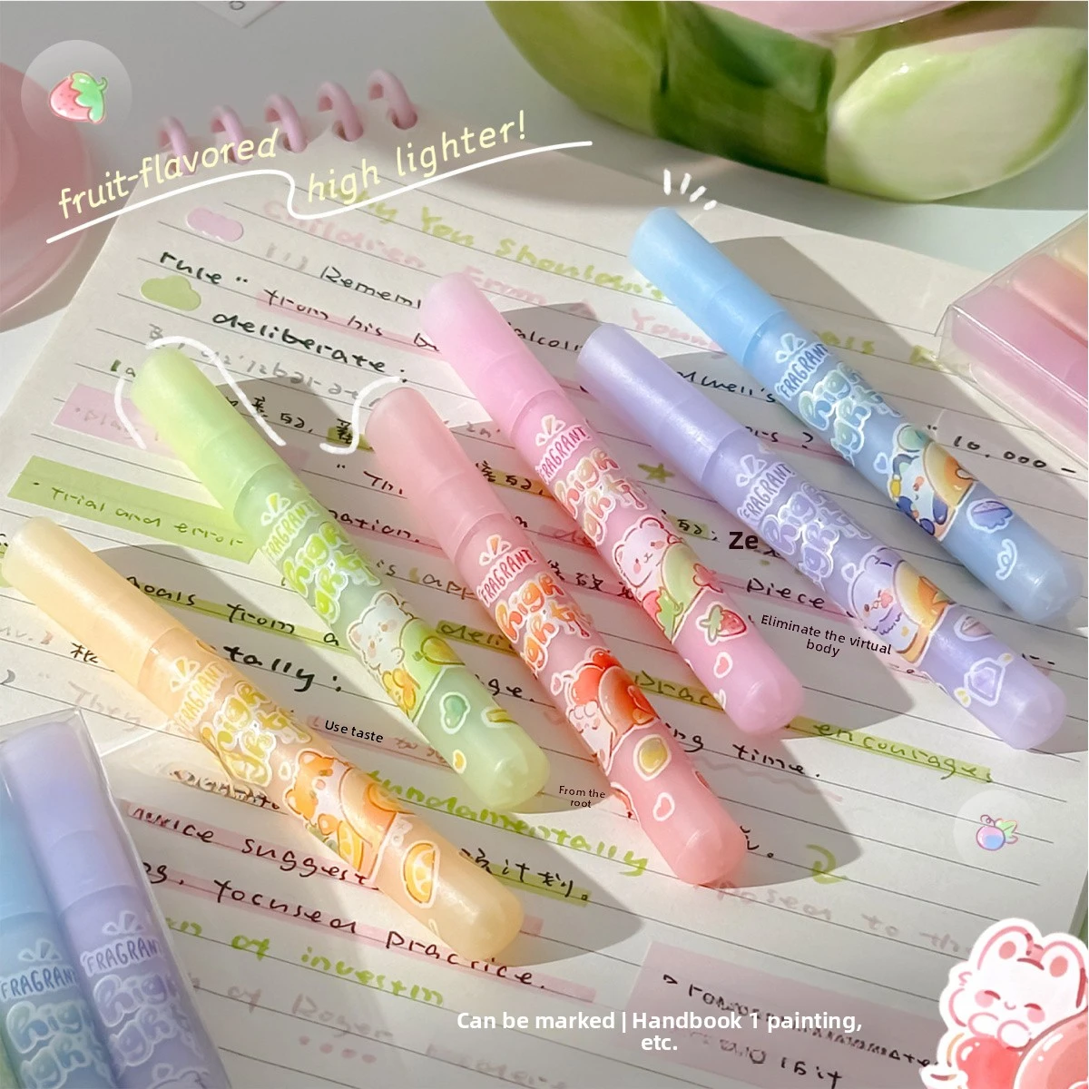 1 Set mit 6 verschiedenfarbigen Textmarkern mit Fruchtduft, sanfte Pastellfarben-Textmarker für den Bürogebrauch, ungiftige Duft-Textmarker mit abgeschrägter Spitze, geeignet für Schule und Büro. – Detail 1
