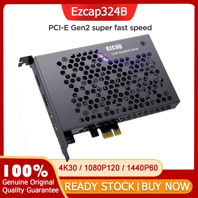 Ezcap324B Live Gamer Raw PCIE 4K Video Game Capture Card 1080p120 1440p60 Record & Live Stream for PS4 PS5 Xbox Camera Laptop PC