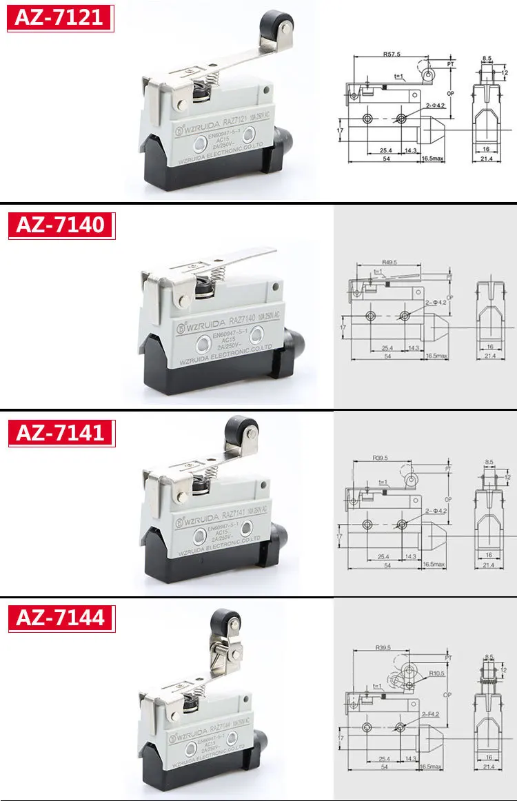 Silberkontakt 10A Endschalter Mikroschalter CZ TZ AZ-7311 7312 7310 7121 7141 7100 – Detail 3