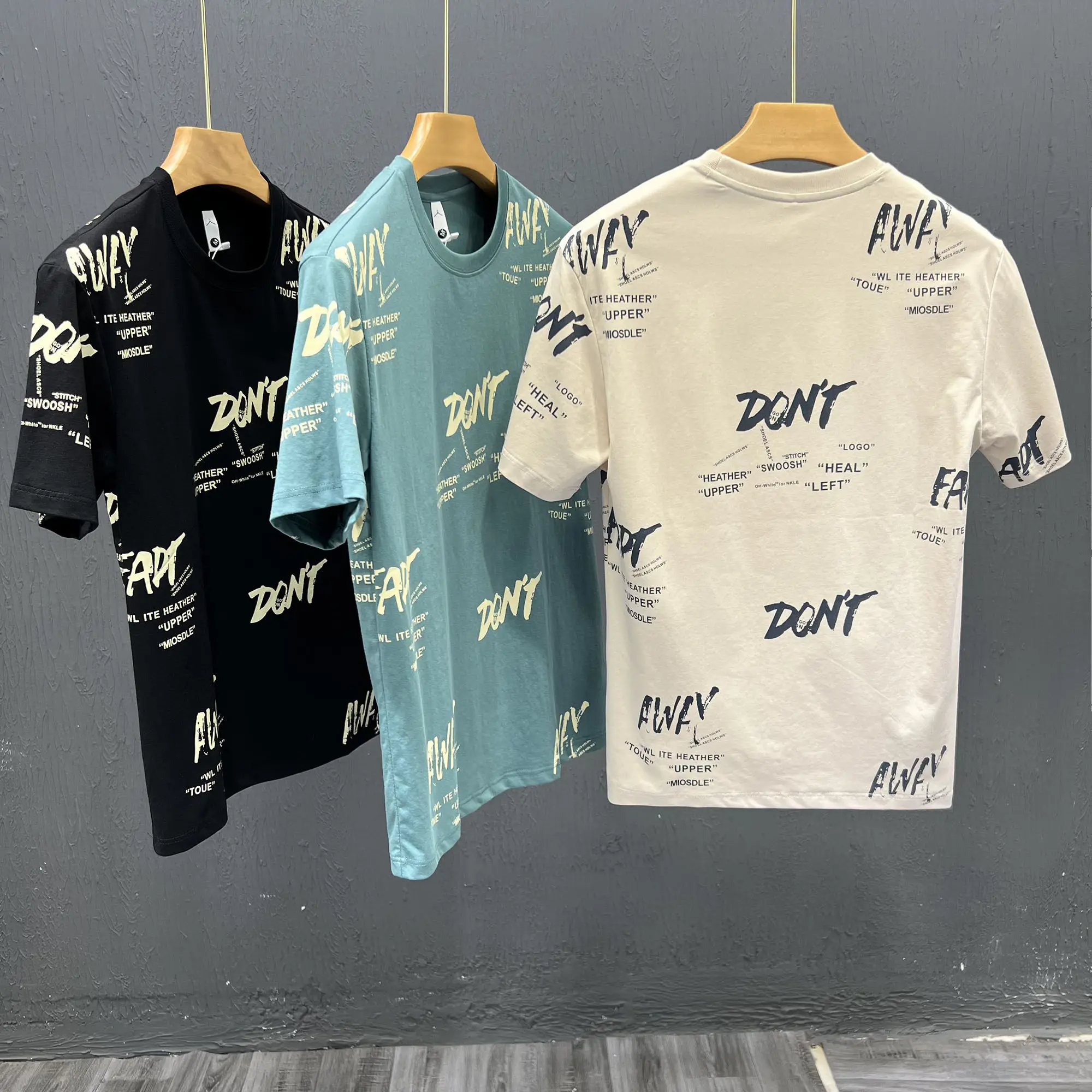 Men's Summer Fashionable Printed T-Shirt Half Sleeve Loose Casual Sporty Short Sleeve Top Bright Thread Flocking Standard Fit
