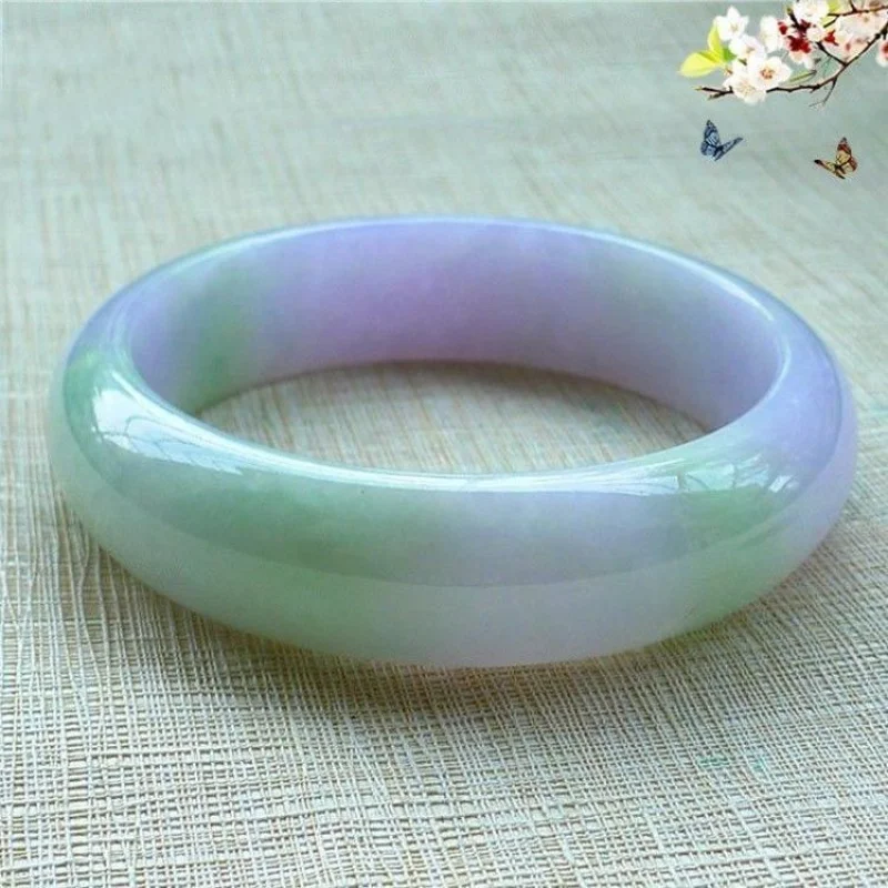 

Genuine With Certificate, Jadeite , Burmese Jade Bracelet, Spring Colorful Purple Violet Yang Green Floati