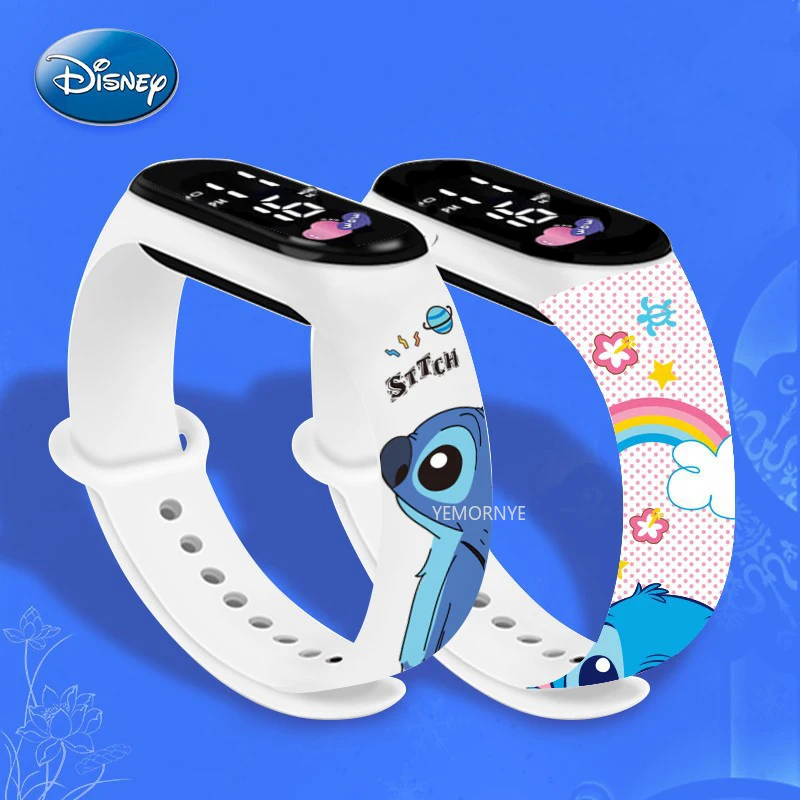 Disney Digital Kids\' Watches Anime Figures Stitch LED Luminous Watch Touch Waterproof Electronic Sports Watch Kids Birthday Gift