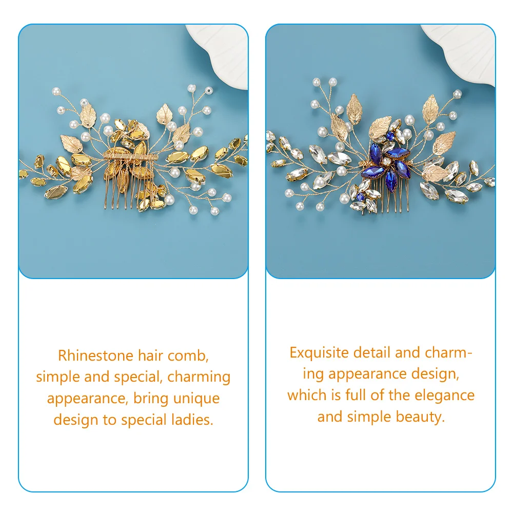 

Pearl Blue Rhinestone Hair Combs Elegant Bridal Hair Accessories for Wedding Prom Pageants Birthday Charm