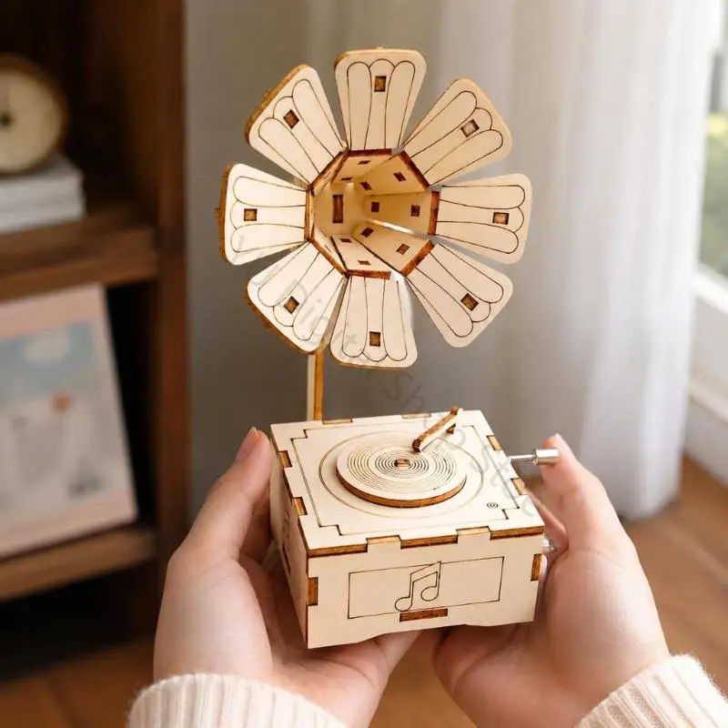 96BA Holz-Grammophon-Puzzlemodell für Hobby-Ausstellungs- und Lernbereiche – Detail 4