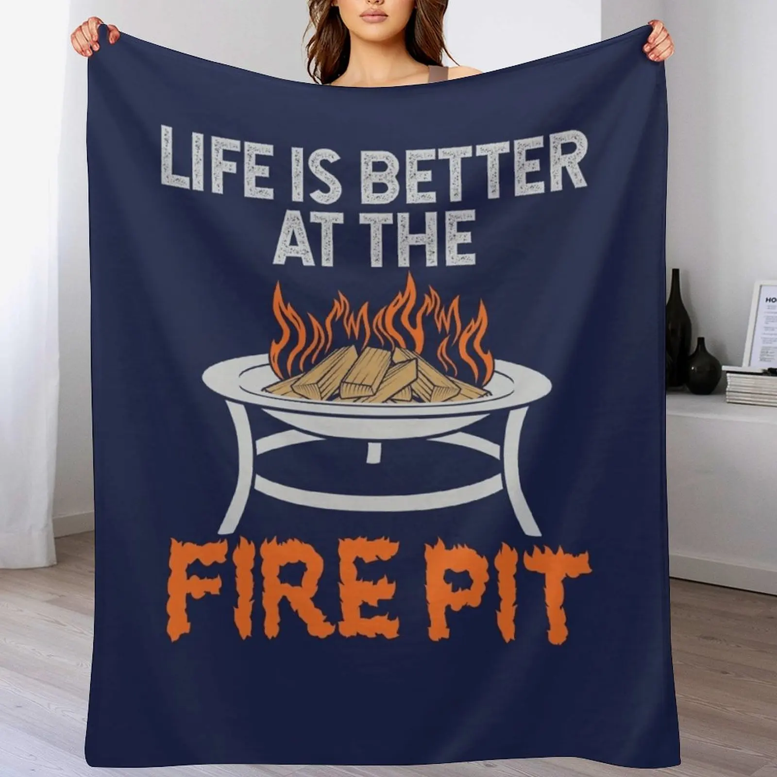 Life Is Better At The Fire Pit Throw Blanket Bed Fashionable Flannel Fabric blankets ands Blankets