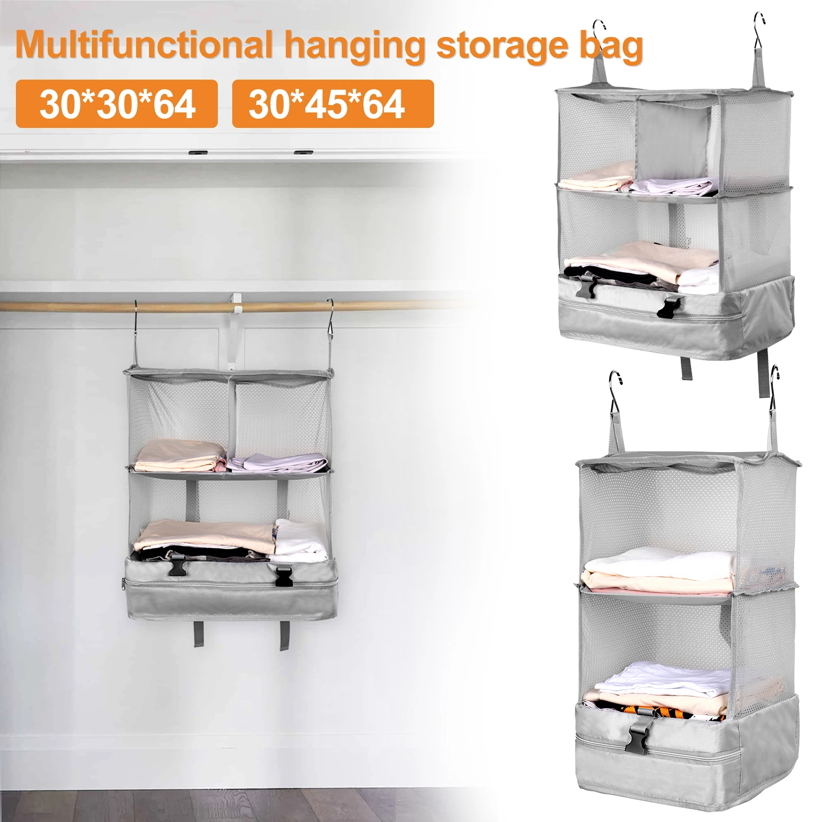 Portable Hanging Travel Shelves Large Capacity Hanging Packing Luggage Organizer Foldable Hanging Travel Organizers Bag