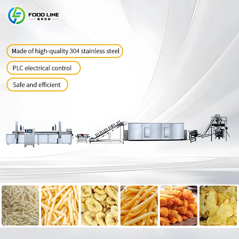 Customize Automatic Production Line For Frozen French Fries And Potato Chips Complete Commercial Snack Processing Making Machine