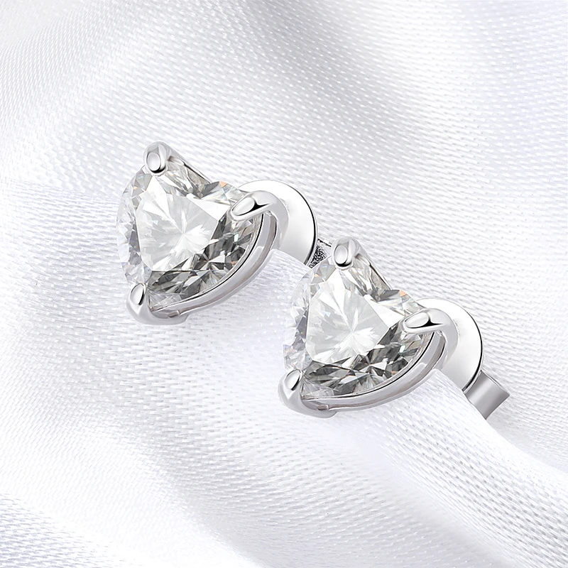 QIBAOKU 1CT 2CT 4CT Anting Tus - Moissanite Stud Earrings Round Cut 1Ct ulasan dan harga