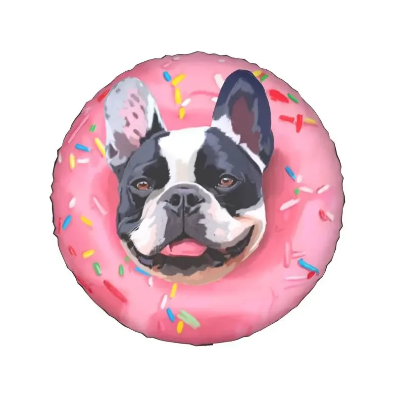 Custom French Bulldog Donut Spare Tire Cover for Jeep Wrangler Doughnut 4WD 4x4 SUV Car Wheel Protectors 14