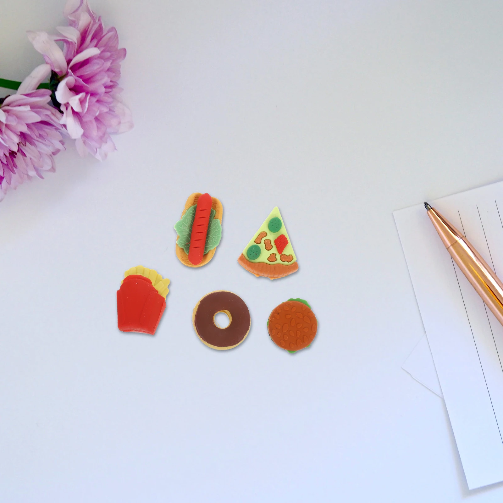 

50 Pcs Eraser Simulated Hamburger Food Mini Toys Erasers for Kids Gift Donut Cute School Supplies Child