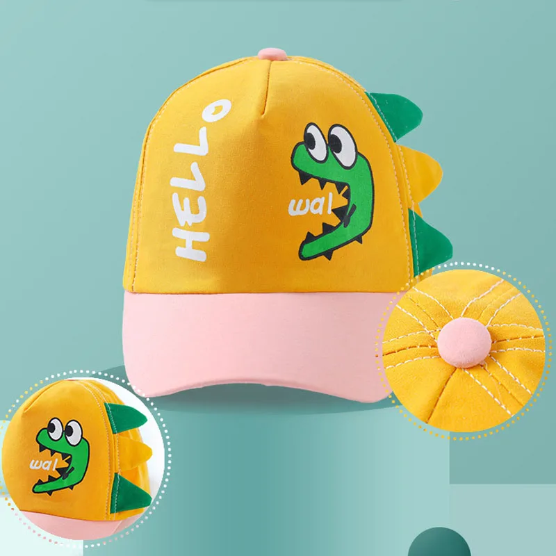 Baby Baseball Cap for Boy Girl Cartoon Dinosaur Children Adjustable Sun Visor Hat Spring Summer Infant Toddler Snapback Hat 1-4Y