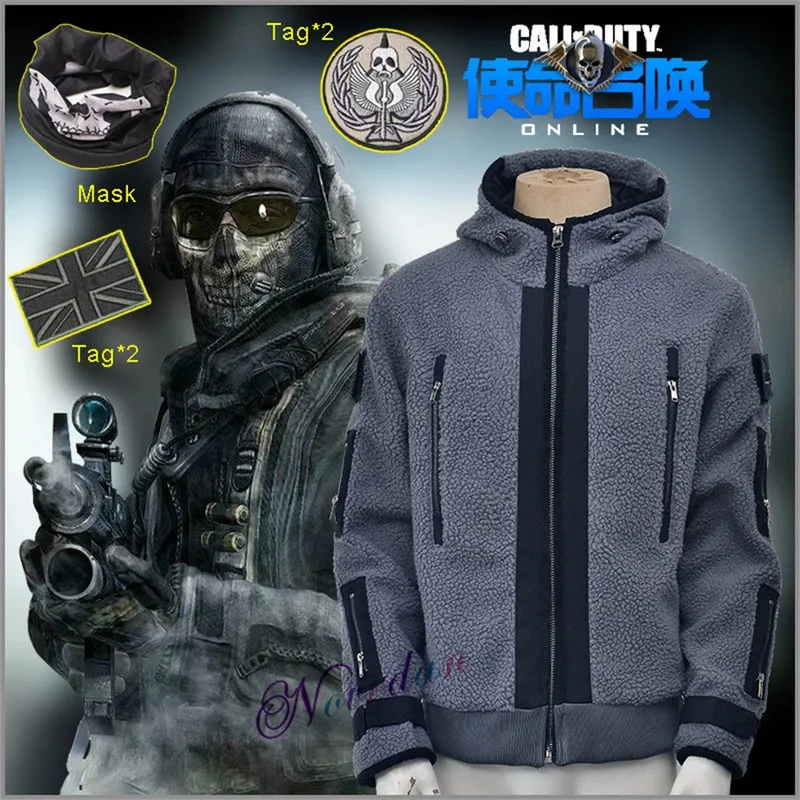 

Call of Duty 6 Cosplay Costume Jacket Tf141 Team Uniform Ghost Combat Suit Clothes Ghost Mask Hoodie Coat Outfit For Men Women