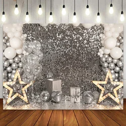 Club Birthday Party Decor Photography Background Photo Studio (Not Really Sequin) Disco Backdrop Silver Glitter Image Printing