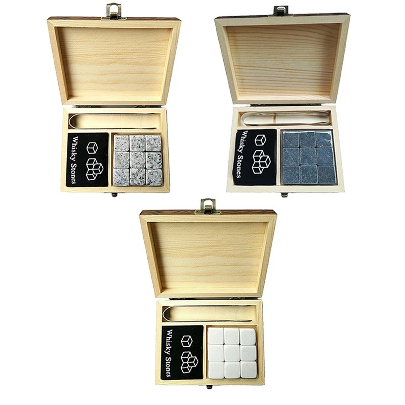 

Whiskey Stones With WORDS Wooden Box Whisky Rocks Stones Square Stone Wood Box