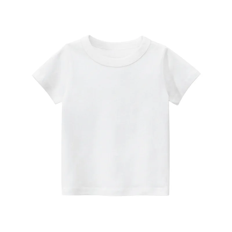 Children's clothing summer 2024 children's short sleeved T-shirt solid color without pattern