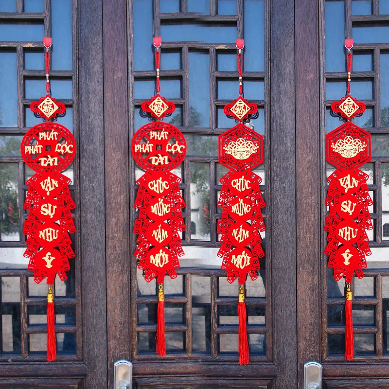 Vietnamese Lunar New Year Couplet Chinese Spring Festival Door Pendants 2025 Wall Hanging Decor The Year of Snake Door Supplies #4