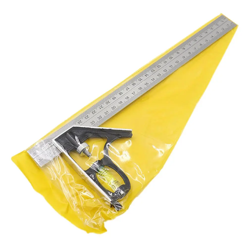 300Mm Square Angle Ruler Adjustable Combination 45/90 Degree With Bubble Level Multifunctional Gauge Measuring Tools