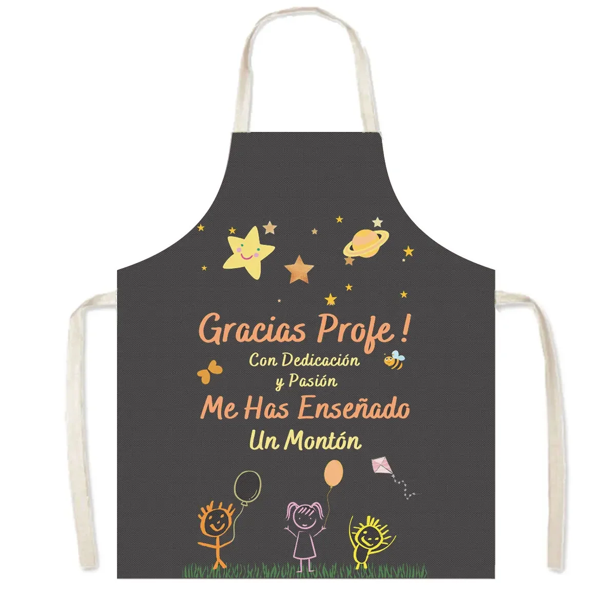 Gracias Maestra / Merci Maitresse Kitchen Apron Thank You Teacher Home Cleaning Clothes Pinafore Kids Class Art Painting Aprons