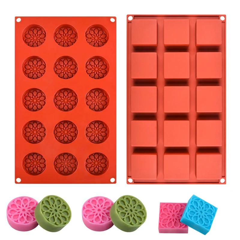 Flower Pattern Silicone Mold For Chocolate Cylinder Candy Cookie Dessert Baking Tools Round Mini Soap Ice Cube Tray Keto Snacks