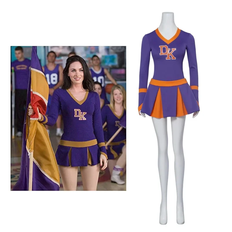 Megan Fox Jennifer’s Body Cheerleader Costume Jennifer Check Purple Cheerleading Uniform High School Girls Cheerleading Suit