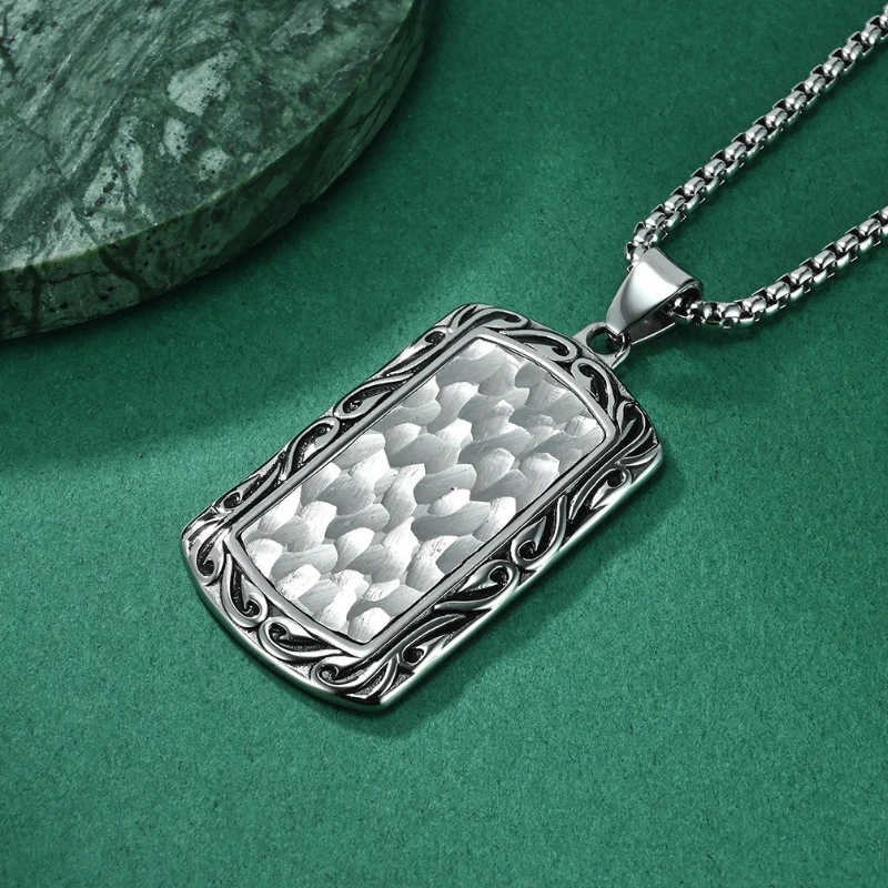 Buch Abdeckung Unregelmäßige Muster Geometrische Casting Anhänger Titan Stahl Punk Rock Männliche Persönlichkeit Mode Halsketten Schmuck – Detail 5
